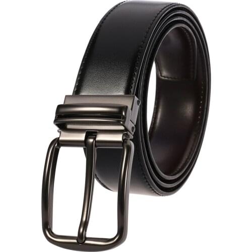 High Quality Cowhide Genuine Leather Belts Men Pin Buckle Jeans Waistband Male Black Brown Two Color Belt Ceinture Homme