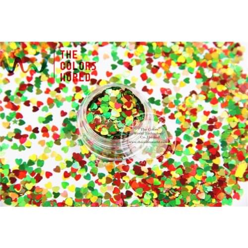 Xmas-282 Mixed Laser Holographic Colors Heart Shape 3.0MM Size Glitter Sequins for nail art and DIY Christmas decoration