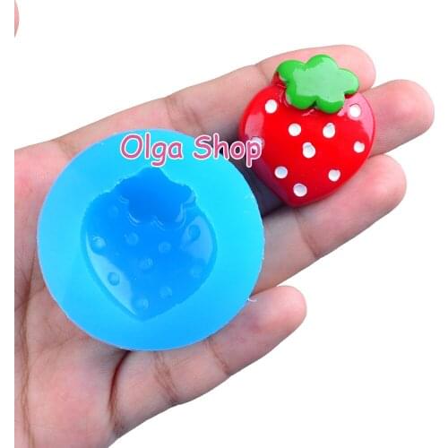 SYL069 31.0mm x 28.1mm Strawberry Silicone Mold Fondant Cake Decoration Candy Resin Clay DIY Earrings Necklace Pendant Craft