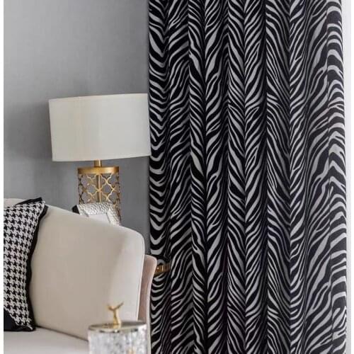 2021 New Black and White Zebra Print Leopard Print Modern Stylish Personality Curtain Curtains for Living Dining Room Bedroom