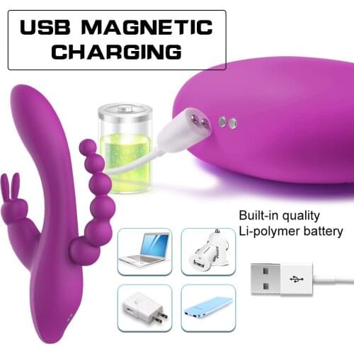Rabbit Vibrator G-spot and P-spot Anal Vibrator Triple Curve 12 Function Rechargeable Clit Stimulator Dildo Vibrator for Women