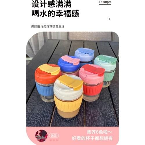 High value simple double drink Korean lovely trend high temperature resistant straw coffee milk tea cup