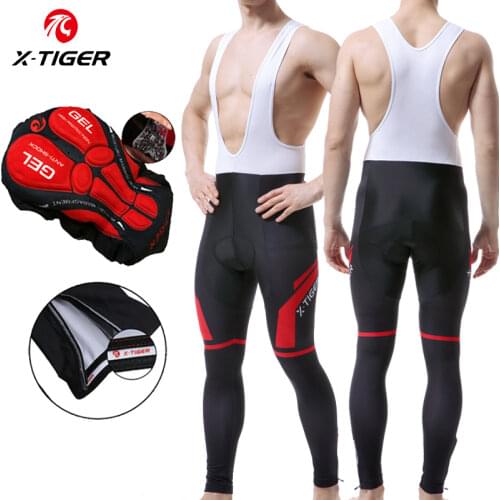 X-TIGER 5D Padded Coolmax Gel Long Cycling Bib Pants MTB Bike Bicycle Racing Bib Shorts Breathable Bib Pants for Autumn