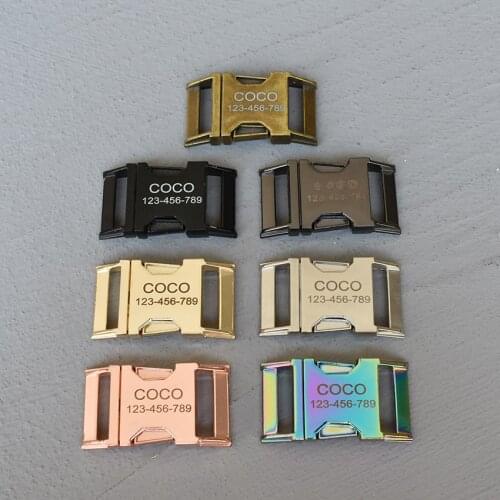 LOGO 1 Pcs 25mm Laser Engraving Metal Side Release Buckles Pets Collar Backpack Bag Webbing Buckle Paracord Bracelet Hardware