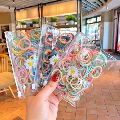 100/200PCS fashion cute girl colorful rubber band hair rope headdress head ponytail fixer rubber band head rope hair band hair a