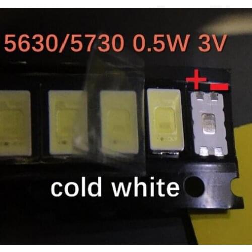 200pcs/lot Positive and negative on the same side: 5630/5730 0.5W 3V patch LED lamp with a cold white 4 feet Zener TV