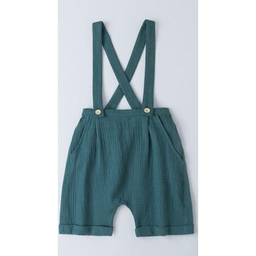 2021 New Summer 0-3Y Lovely Baby Girls Overalls Pants Unisex Newborn Boys Sleeveless Button Pocket Linen Cotton Jumpsuits Pants