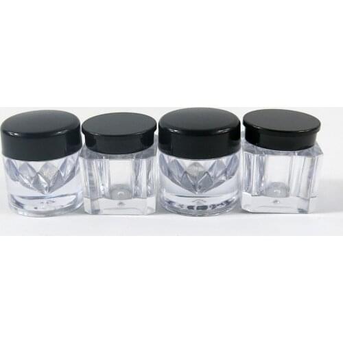 360 x 3g Empty Cute AS Clear Square Cream Jar Refillable Small Sample Makeup Sub-bottling Vail Case Cosmetic Cream Pot ForTravel