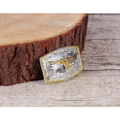 5pcs 46*30mm AMERICAN WESTERN TEXAS COWBOY COWGIRL BULL HORN TACK GOLD SILVER LONGHORN ROPE HORSE SADDLE STUDS SCREW BACK SET