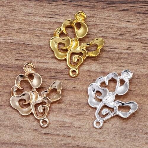 50 PCS 24*29mm Gold Silver Color Auspicious Clouds Metal Alloy Pendant Connectors Charm DIY Accessories For Jewelry Making