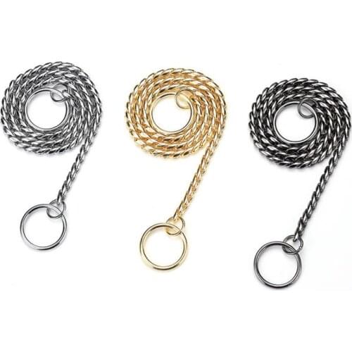 50pcs Snake Chain Dog Show Collar Heavy Metal Chain Dog Walking Training Choke Collar Strong Basic Leashes SN1554