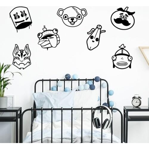 7Pcs Battle Royal Video Game Wall Sticker Fort Gaming Animal Player Wall Decal Playroom Kids Room Vinyl Home Decor