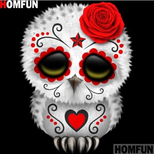 HOMFUN Full Square/Round Drill 5D DIY Diamond Painting "Owl flower" 3D Embroidery Cross Stitch 5D Home Decor A15295