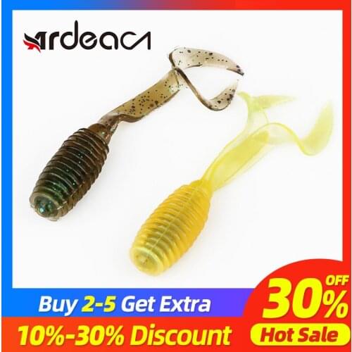 Ardea Worm Grub Soft Lures 67mm 3.5g 10pcs Silicone Jigging Bait Spiral Wobblers Swimbait Curly Jigging Bass Leurre Souple