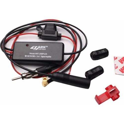 Car radio FM AM DAB+ antenna signal amplifier 3-in-1 Amplifier Fully compatible with AM FM DAB+ signals Wide frequency range 0