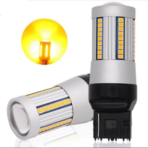Car 7440 LED CANBUS No Hyper Flash White Amber T20 W21W S25 1156 BA15S BAU15S 66SMD LED Turn Signal Lights Bulb for VW BENZ BMW