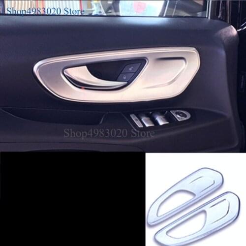 Car Styling 2PCS ABS Matte Interior Front Door Handle Bowl Frame Cover Trim For Mercedes-Benz Vito W447 2014 2015 2016 2017 2018