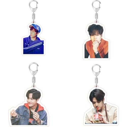 Wang Jiaer Keychain Double-sided Acrylic Transparent Jewelry Student Bag Pendant Ornaments Star Surrounding Support Gifts Cheer