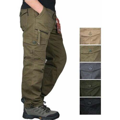 New 2019 Men Cargo Pants Multi Pockets Military Tactical Pants Men Outwear Streetwear Army Straight Slacks Casual Long Trousers