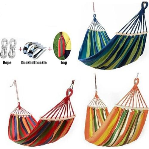 150*280cm Anti-rollover solid wood double hammock Outdoor hamak leisure hammock Wooden stick hammock Hammock outdoor swing