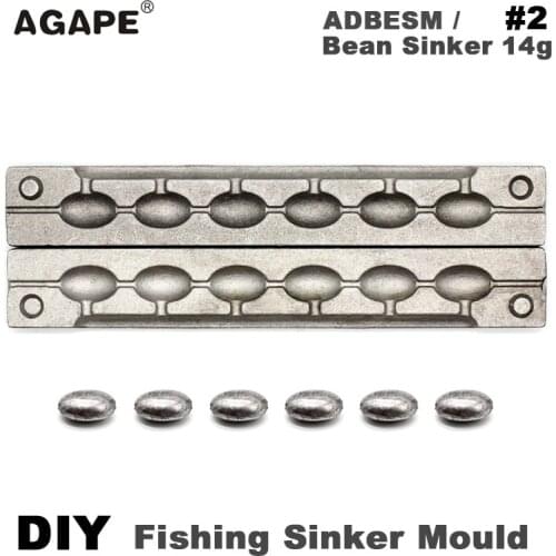 Agape DIY Fishing Bean Sinker Mould ADBESM/#2 Bean Sinker 14g 6 Cavities