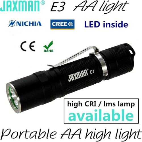 JAXMAN E3 high CRI EDC AA Flashlight AA alkaline Ni-MH 14500 battery Nichia 219C CREE XPG2 LED FREE SHIPPING