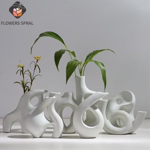 Nordic Simple Ceramic Vase Flower Arrangement Dried Flower Creative Hydroponic Decorative Vase Home Living Room Furnishings