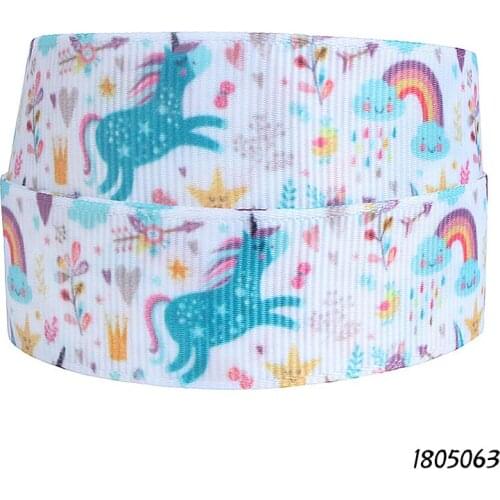 FLRA Ribbon (50 yards/lot) Free shipping cartoon character unicorn and rainbow patterns grosgrain ribbon