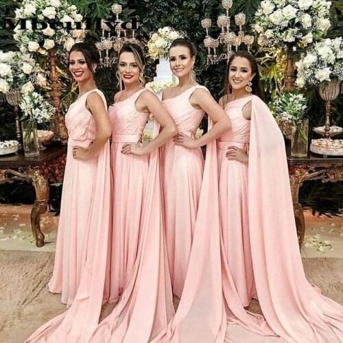 Mbcullyd Pink Long Bridesmaid Dresses 2020 Elegant A Line Bohemia Sukienki Na Wesele Damskie Cheap Under 100 Wedding Guest Dress