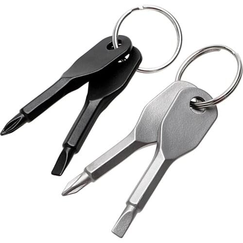 DIYWORK 1 Set Stainless Steel Key Shape Multifunction EDC Screwdriver Mini Slotted Phillips Screwdrivers Pocket Repair Tool