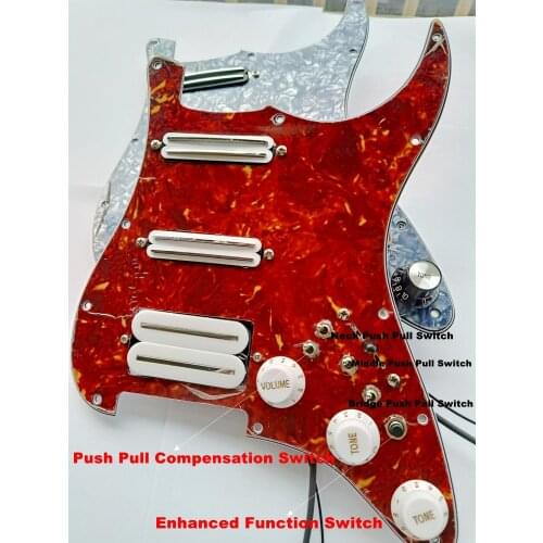 Multifunction Guitar Pickups Pickguard Red Tortoise Shell SSH White Dual Track Pickup 20 tone switches Super Wiring Assembly