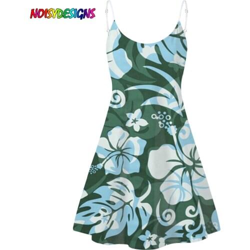 NOISYDESIGNS Hawaiian Hibiscus Flowers Prints Sling Dresses Women Streetwear 2021 Summer Harajuku Loose Slim Mini Dress Female