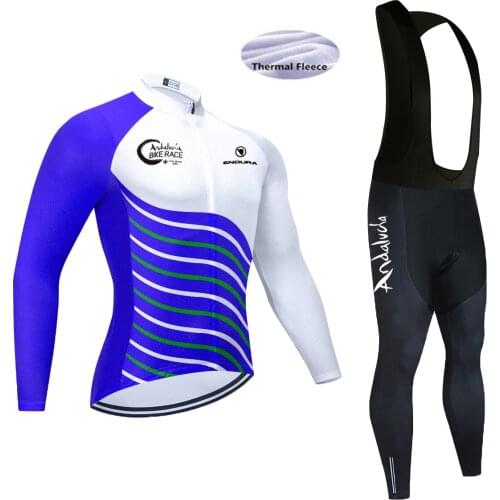 New Andalucia 2021 Cycling Jersey Set Team Long Sleeve Clothes Winter Cycling Clothing Thermal Fleece Men Ropa Ciclismo