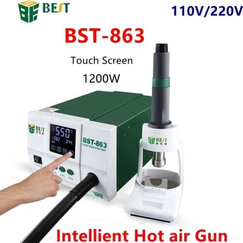 New BST-863 Intelligent Desoldering Station Hot Air Gun Touch Screen Control Constant Temperature LCD Display SMD Rework Station