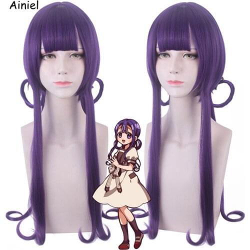Anime Toilet-Bound Hanako-kun Cosplay Wig Jibaku Shounen Hanako-kun Akane Aoi 75cm Long Purple Synthetic Hair Wigs Halloween
