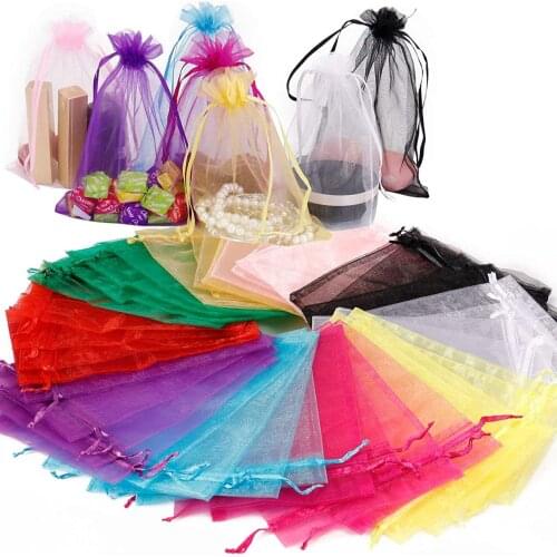 50pcs 5x7cm Organza Gift Bags Drawable Wedding Party Fashion Bags Display Packaging Accessories Jewellery Pouches