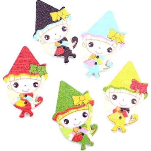 50pcs Mixed Wooden Elf Buttons For Clothing Needlework Scrapbooking Wood Botones Decorative Crafts Diy Accessories