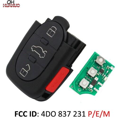 3B+PANIC 315MHZ Remote Key Control Fob 4 Buttons 4D0 837 231 P /4D0 837 231 E / 4D0 837 231 M For Audi A4 A6 A8