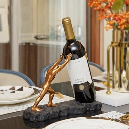 Nordic Wine Rack Bottle Holder Bronze Hercules Figurines Miniatures Kawaii Furnishing Articles Desk Home Decoration Accessories