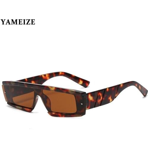 Flat Top Small Rectangle Sunglasses Women Vintage 2021 Luxury Brand Leopard Square Sun Glasses Hip Hop Eyewear Ins Styles Gafas
