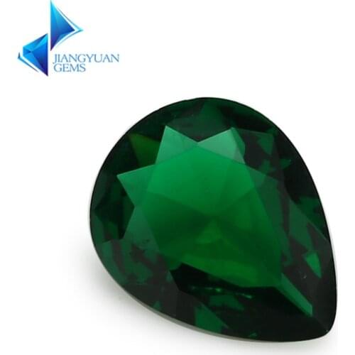 Size 2x3~13x18mm Dark Green Color Pear Shape Loose Glass Gemstone Glass Beads Synthetic Gemstone For Jewelry