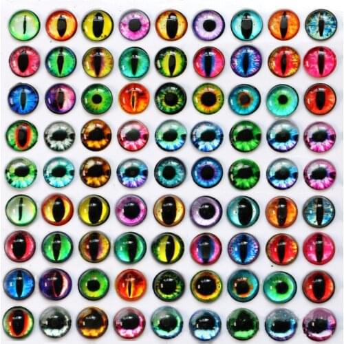 10pcs Glass Eyes Cabochons Round Dome Doll Glass Eye Dragon Cat Eye Toys DIY Jewelry Accessory MIX Pupil Eye Cameo