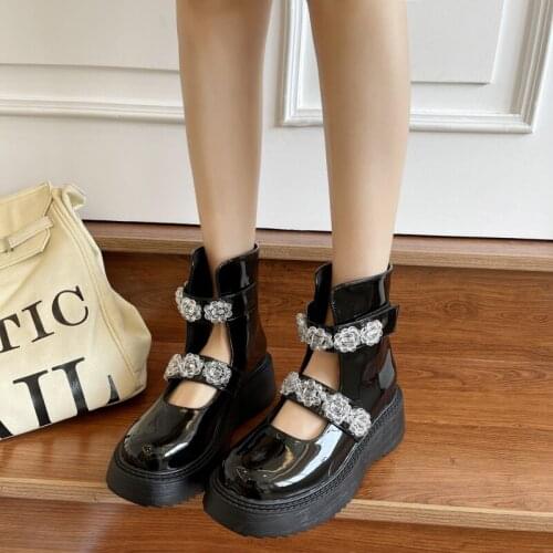 2021 Platform Lolita Shoes Japanese Style Women Soft Leather Heel Shoes Ladies College Student Black Mary Jane Shoes Goth Punk