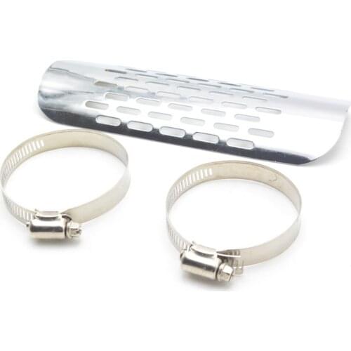 For bmu Universal Chrome Motorcycle Exhaust Muffler Pipe Leg Protector Heat Shield Cover Heel Guard moto dirt pit bike scooter