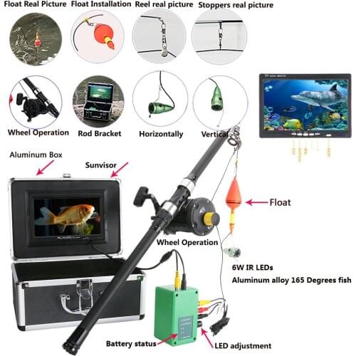 Aluminum alloy Underwater Fishing Video Camera Kit 6W IR LED Lights with 7" Inch HD Color Monitor Sea wheel 25m Cable