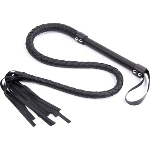 High Quality Black Faux Leather Bullwhip Horse Whip