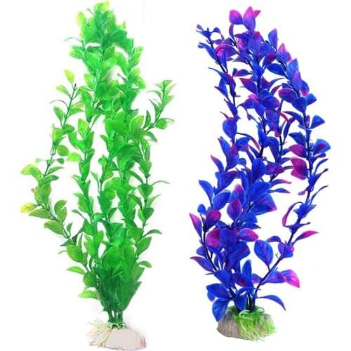 1PC 25cm Aquatic Fish Tank Landscape Aquarium Decor Green/Purple Artificial Plastic Water Grass Weed Plant Ornament Accessoires