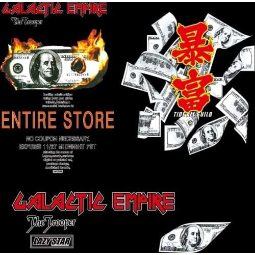 1PCS Burning dollar heat transfer stickers for young people T-shirt flame English letters iron in DIY clothes accessories