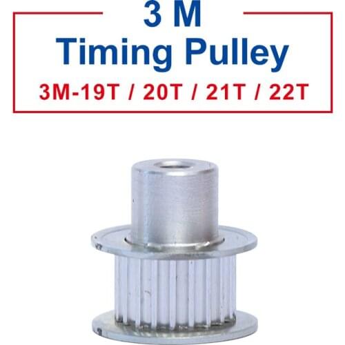 1 piece Pulley 3M-19T/20T/21T/22T Slot Width 11 mm pulley wheel rough hole 5 mm Aluminum Material For Width 10mm 3M-Timing Belt