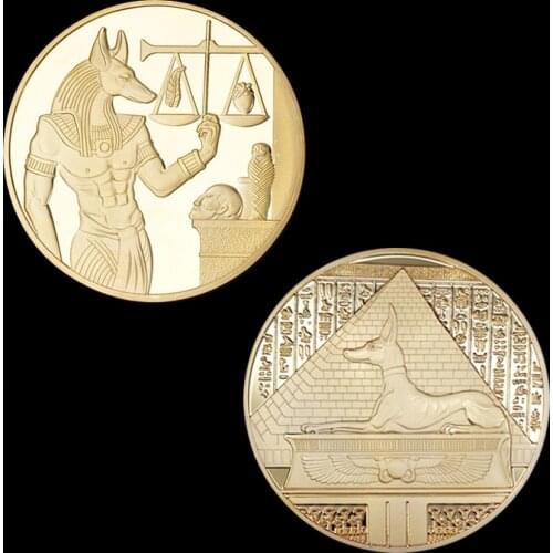 New1Pc Vergulde Egypte Death Protector Anubis Coin Copy Munten Egyptische God Van Death Herdenkingsmunten Collection Gift Hot